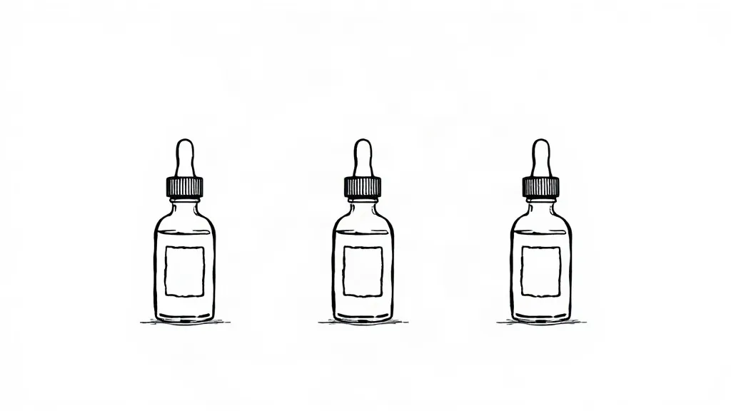 Līniju ilustrācija: pudelītes ar pipetēm